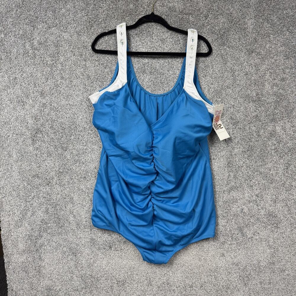 Vtg 90s THE One Piece Swimsuit 30W Plus Tummy Slimmer Classic Summer Swimwear